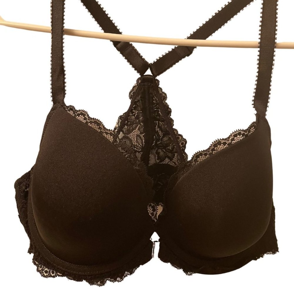 Adore Me | Black Front Closure Lace Racerback Bra | Size 40C | NWOT